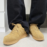 XZ110-25378#真皮厚底德训鞋黄色系带休闲板鞋百搭复古运动鞋P120，男鞋休闲鞋，星座110
