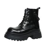 XZ110-251529#马丁靴男中筒黑色系带增高机车靴男友风P130，男装工装外套，星座110