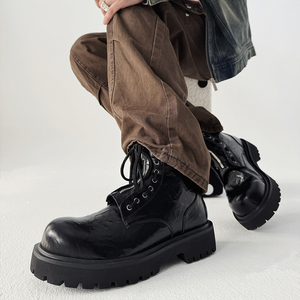 XZ110-9292#英伦风厚底马丁靴男机车靴黑色增高工装靴P125，男装工装外套，星座110