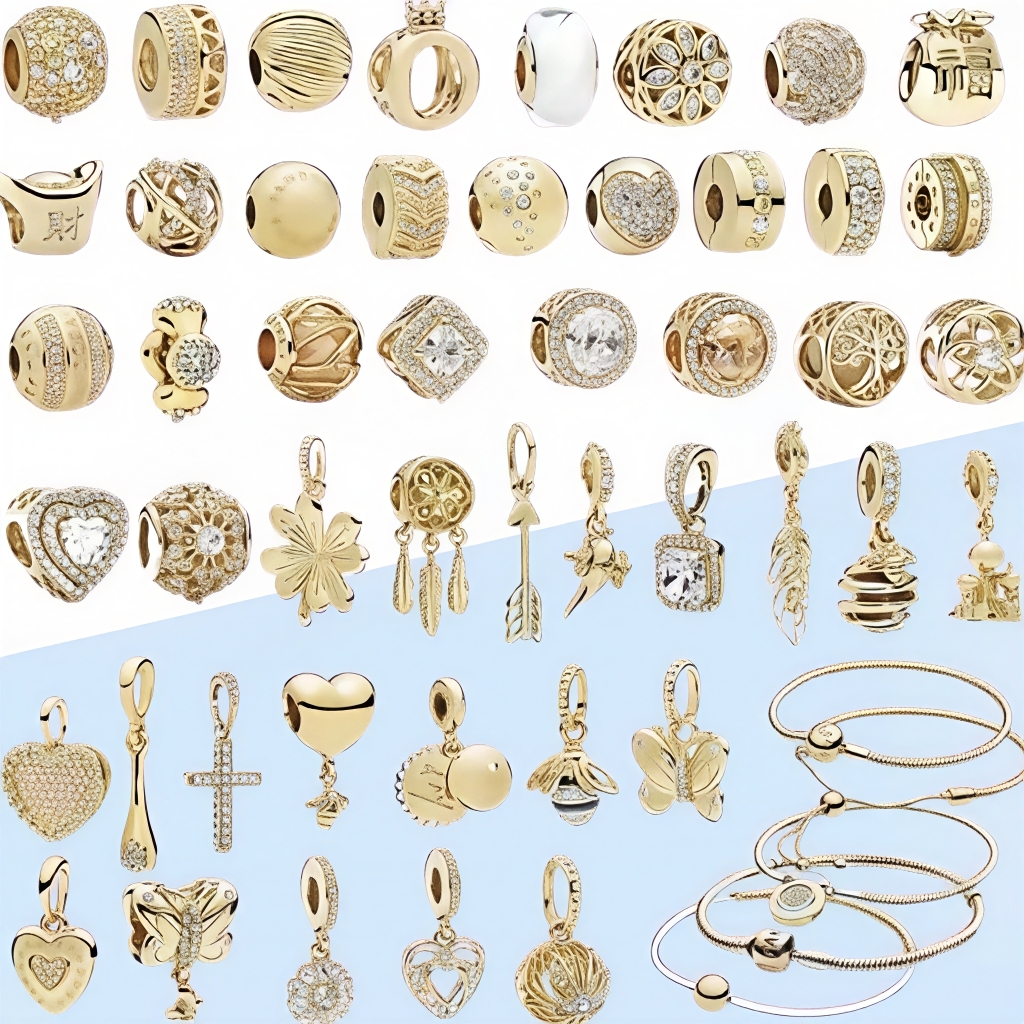 时尚潘家金色定位扣爱心