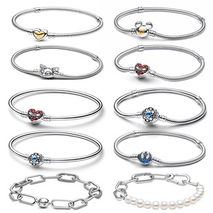 潘家925纯银母亲节系列爱心新品 蜘蛛蛇骨链DIY配件基础链ME手链