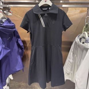 FILA斐乐2025年夏新款女装高尔夫运动短袖POLO领连衣裙A11W525323