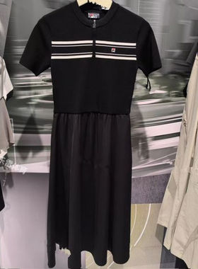 FILA斐乐2025年夏新款女装运动轻商务收腰翻领连身裙F11W528307F
