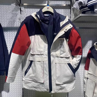 FILA斐乐2025年冬款 男运动中长休闲连帽两件套棉服外套F11M449703