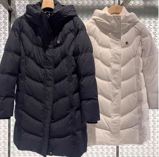 连帽保暖羽绒服F11W341910 商务运动中长款 FILA斐乐女款 2025冬新款