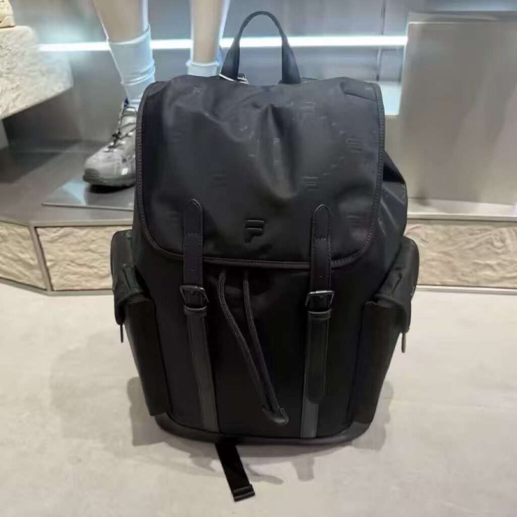 斐乐男包背包书包翻盖老花双肩包