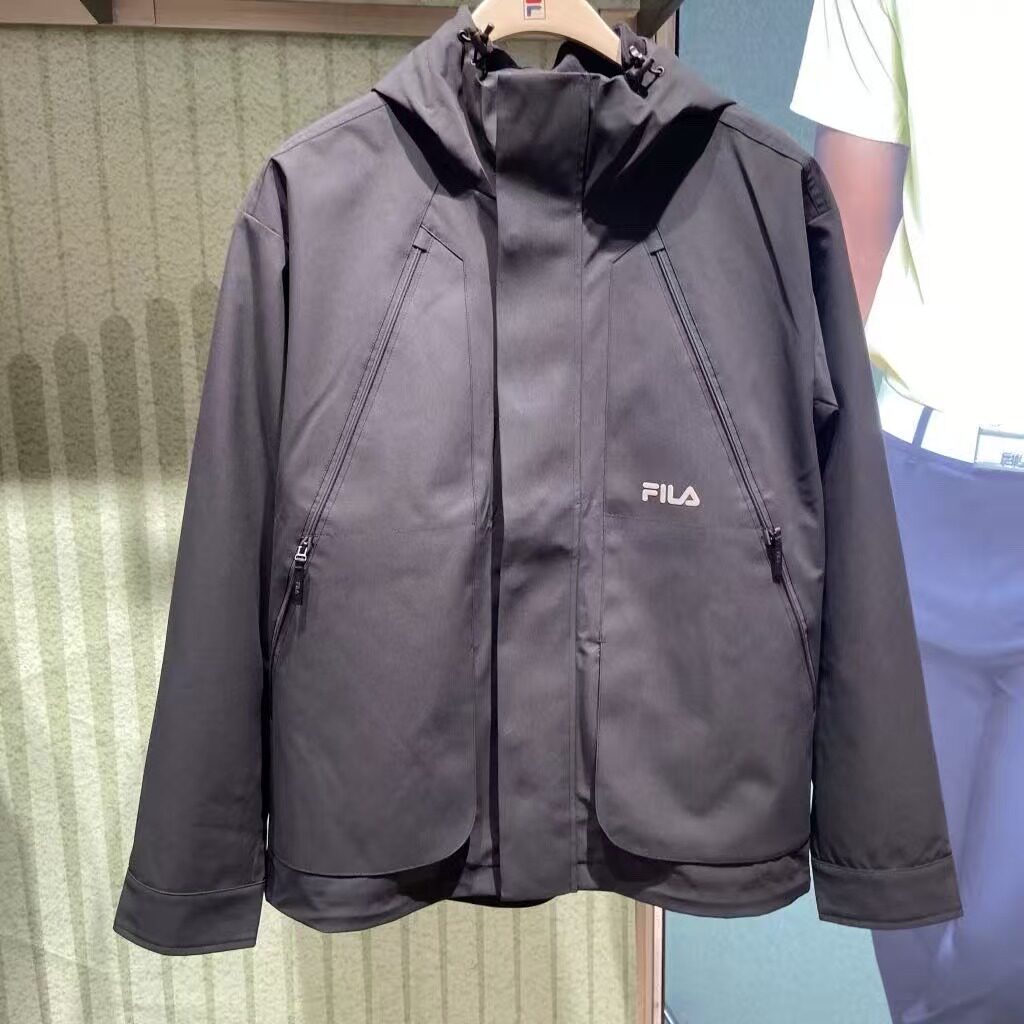 复古宽松连帽梭织上衣两件套