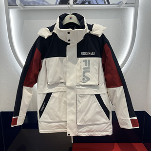 休闲连帽保暖羽绒服F11M449908F 中长款 FILA斐乐2025年冬新款 男装