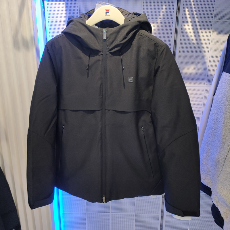 fila斐乐男装羽绒服2021冬季新款保暖连帽羽绒外套 f11m147908fbk