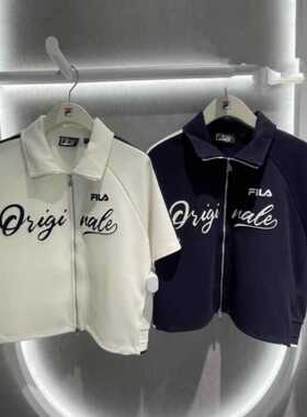斐乐fila正品24秋款女装运动休闲宽松翻领短袖外套上衣F11W439504
