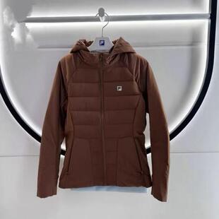 FILA斐乐2025年冬新款女装运动休闲轻薄鹅绒连帽羽绒服A11W441904