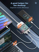 LDNIO gallium nitride 140W Super Fast Charger, Gan laptop adapter USB C/type-c/PD65W mobile phone USB charger QC30W Wireless charging function 6-in-1 black and white thumbnail 3