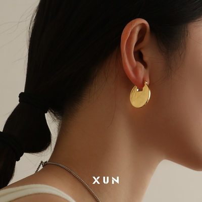 XUN原创设计镀金中性不对称耳钉