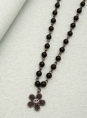 新款网红博主周雨彤同款小众个性高级感百搭花朵嘻哈项链饰品男女