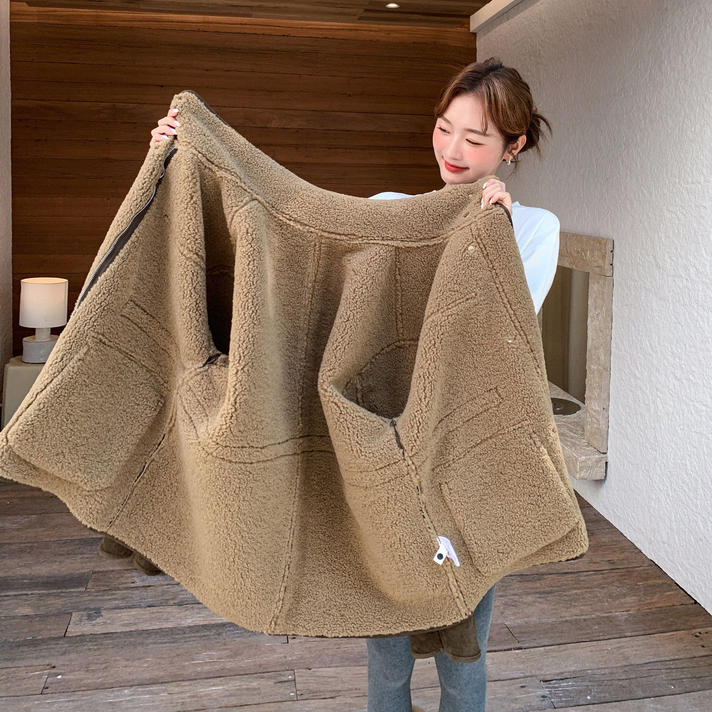 现货2025冬季新款25107-P215-K328咸菜绿毛毛内里皮毛一体,女装棉衣/棉服,浙宝128（原290）