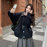 2025秋季新款128-2596-P165-K238深藏青色刺绣拼接短外套备货中，女装短外套，浙宝128（原290）