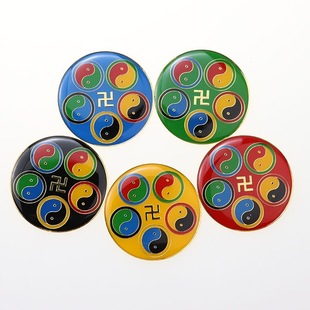 江氏黄铜3.7公分手机贴五行太极烤漆版 黄红绿黑蓝手机贴