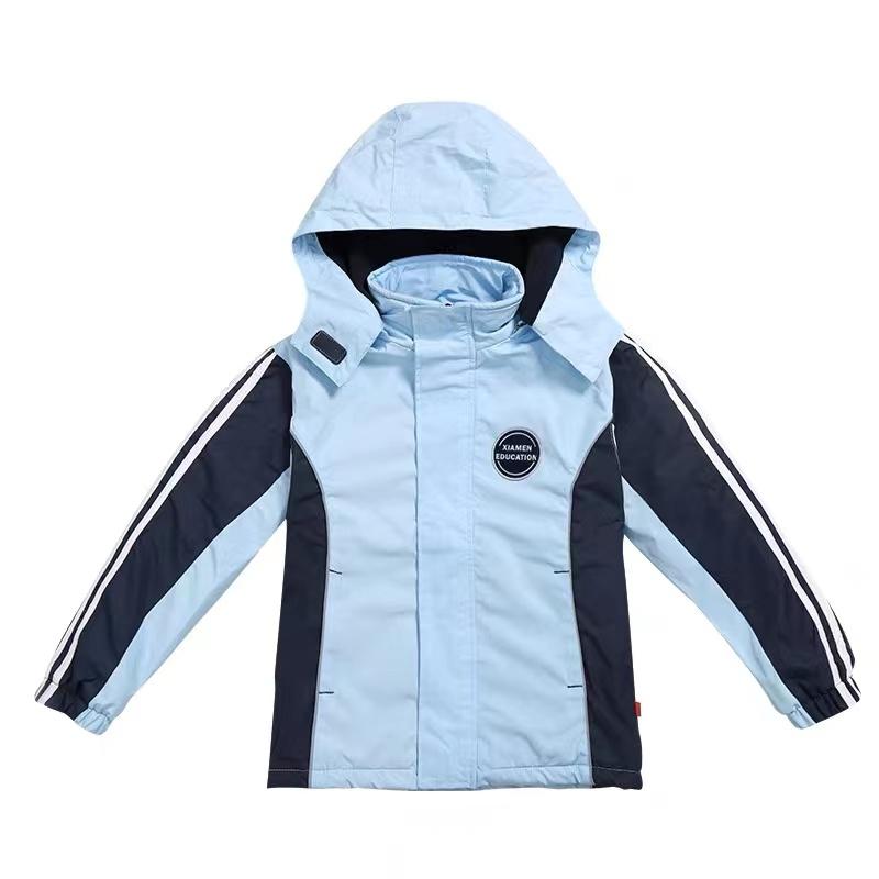 厦门市思明区小学生校服冲锋衣加厚大衣外套带帽防风