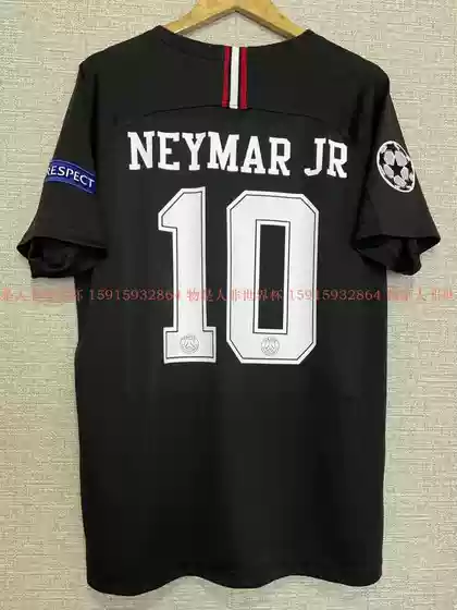 18-19 PSG Away Short-Sleeve Soccer Jersey - No. 10 Neymar, No. 7 Mbappe, No. 9 Cavani - Black Football Shirt