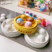 网红迷你石膏娃娃白坯涂色蒸笼手工diy彩绘创意地摊玩具礼物摆件