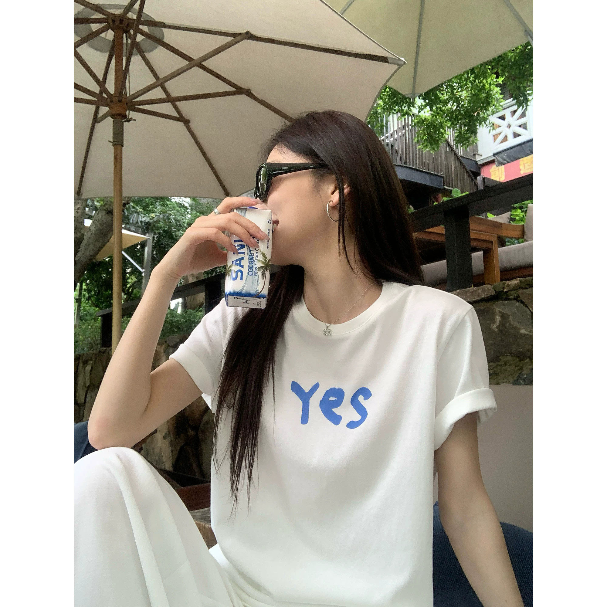捡漏专柜撤回尾单大牌正品纯棉上衣2026年夏装短袖T恤印花打底衫