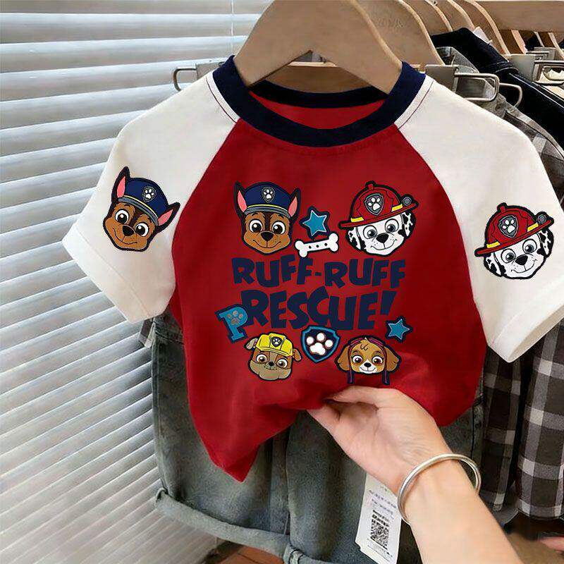 纯棉儿童短袖夏季男女童韩版潮牌汪汪队T恤宝宝洋气百搭打底上衣t