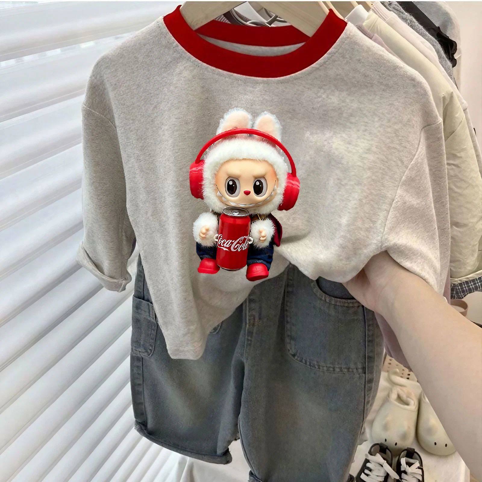 春秋季新款可爱拉布布纯棉上衣t男女宝宝卡通印花休闲薄款长袖T恤