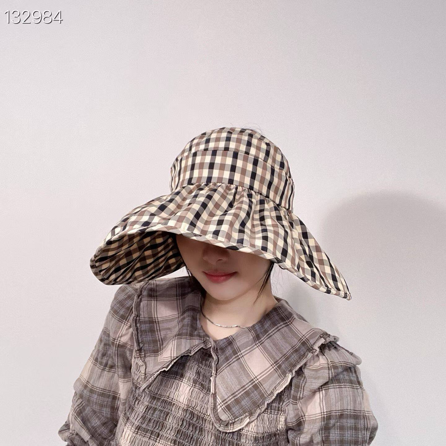 条纹格子 遮阳帽 LovelyHat东大门代购  简约大方可折叠