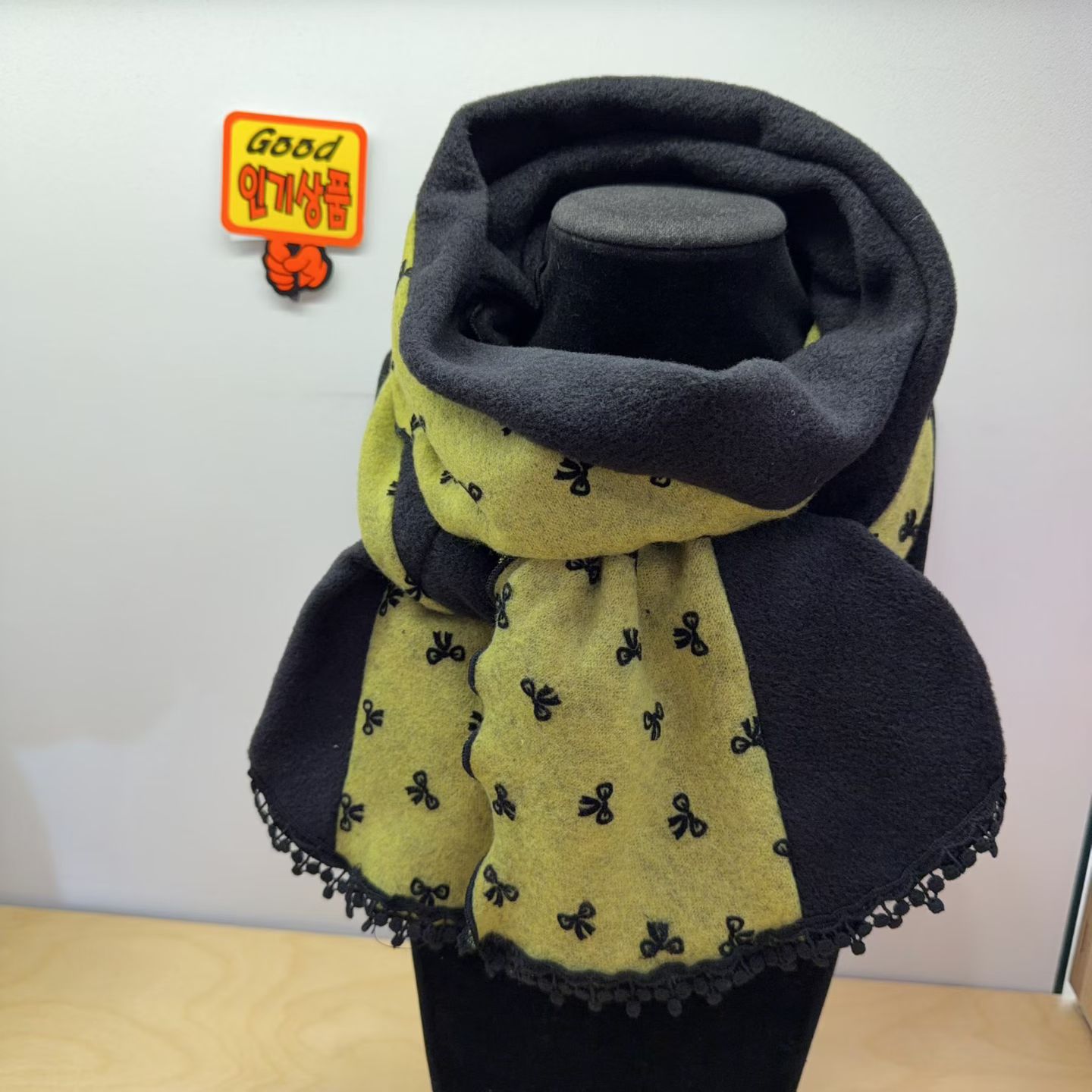 围巾 蝴蝶结围脖wing东大门代购时尚拼色条纹  保暖款