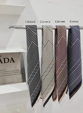 小方巾2024秋新款围巾ebada东大门代购百搭清新气质条纹图案丝巾8