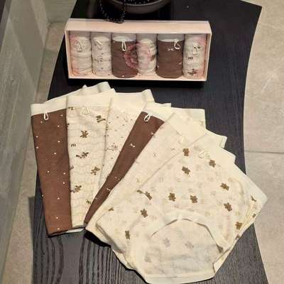 内裤Flora 女士均码韩国东大门代购 小熊蝴蝶结图案 6条一组