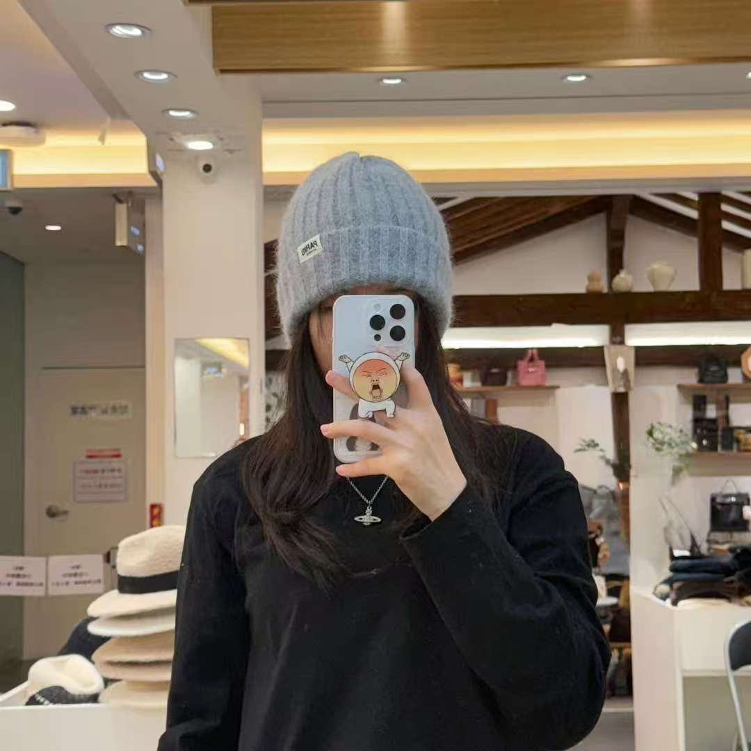 毛毛帽子 针织twoj秋冬 东大门代购百搭 保暖可爱纯色9