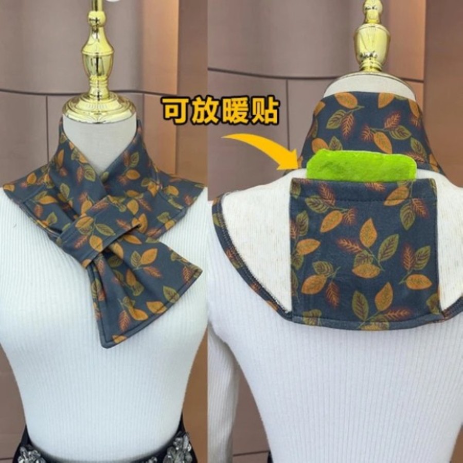 德绒护颈围巾带兜热敷防风保暖