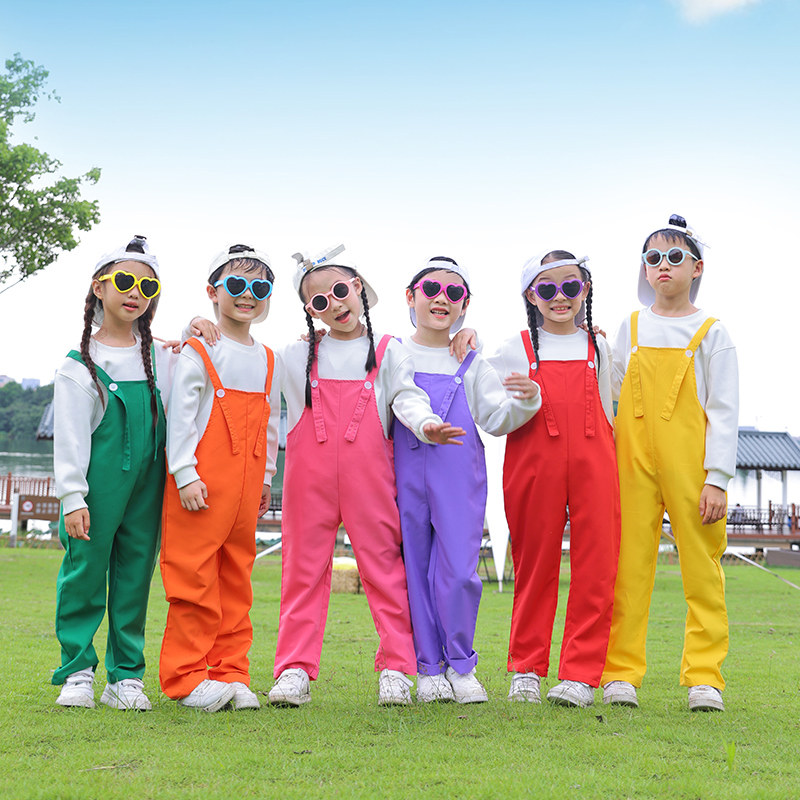 儿童背带裤幼儿园啦啦队演出服