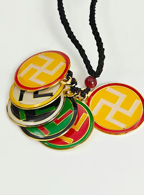 3CM单面潘氏万字六龙御天五行吊坠金木水火土汽车挂件铜饰品