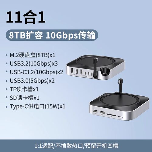 绿联typec拓展坞适用Macmini M4Pro转M.2硬盘盒扩容8T内存扩展坞