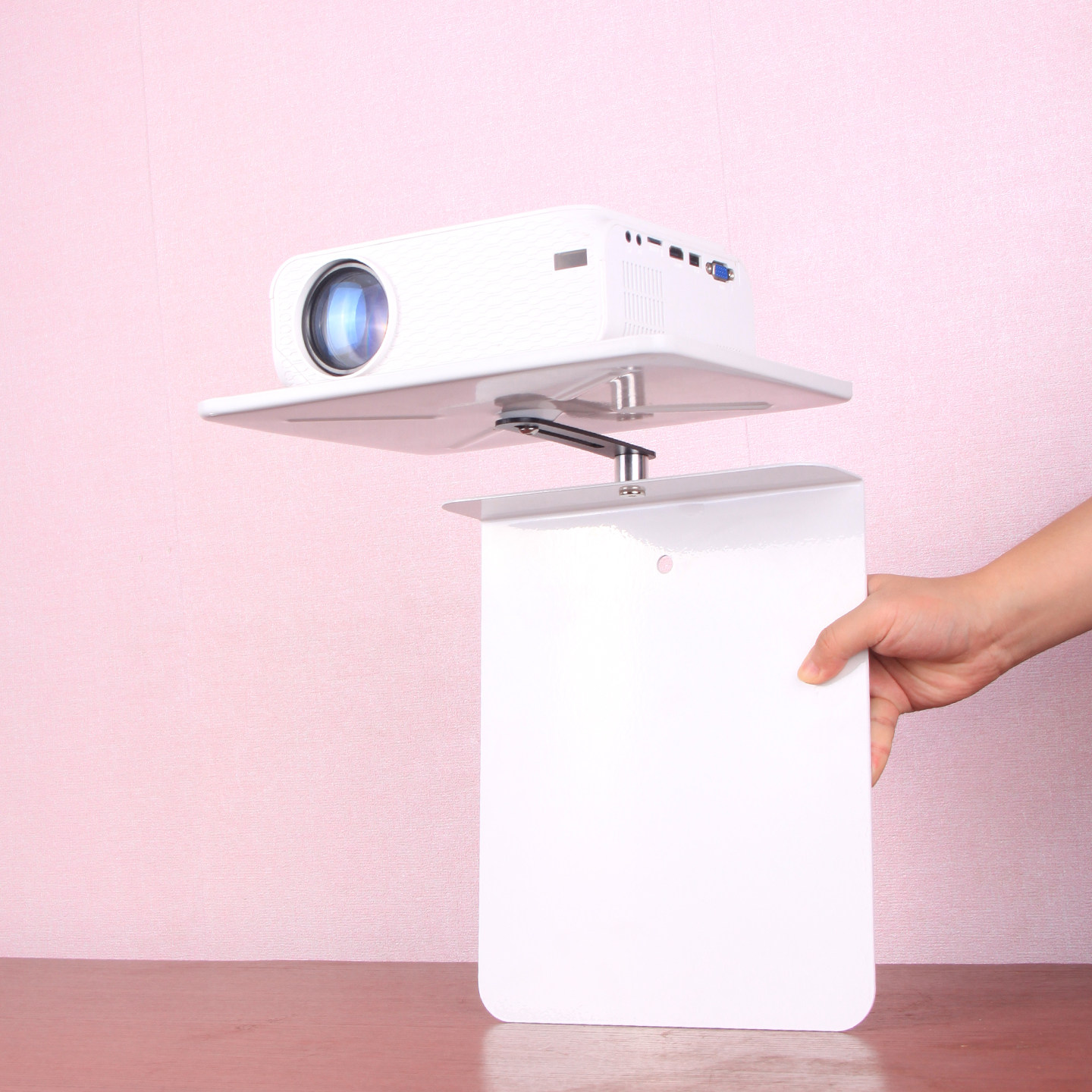 投影仪金属支架隐藏托盘免打孔靠墙家用床头沙发通用壁挂支架适用于极米小米等投影仪置物架