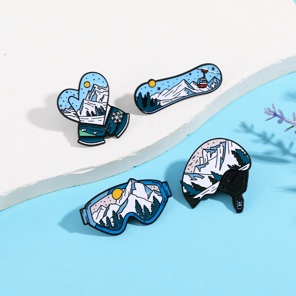 创意滑雪徽章雪山风景胸针运动衣服配饰个性百搭旅游包包饰品礼物