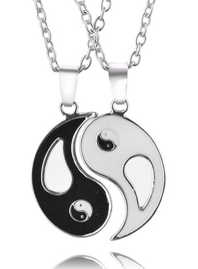 新款复古best friends项链阴阳八卦吊坠情侣套链友谊见证项链饰品