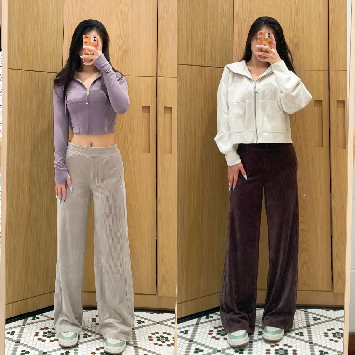 女士灯芯绒裤子窄版直筒裤