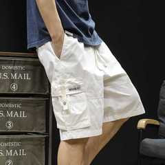 白色工装短裤男士五分裤夏季薄款潮牌5分男裤宽松大码24新款裤子