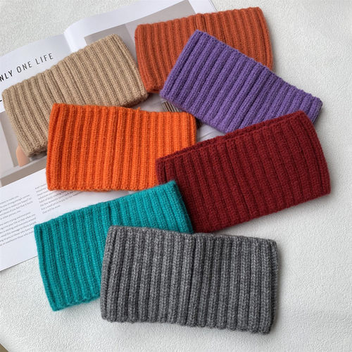 秋冬保暖纯色宽边脖套发带女运动护额发箍外出防风防寒针织头套男