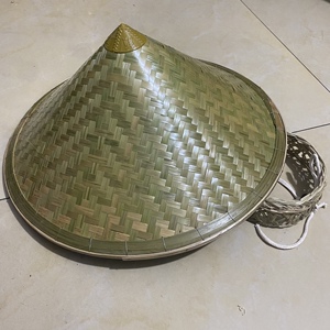 头层竹皮斗笠帽大号防晒竹编帽男钓鱼遮阳帽户外工作田园遮雨防晒