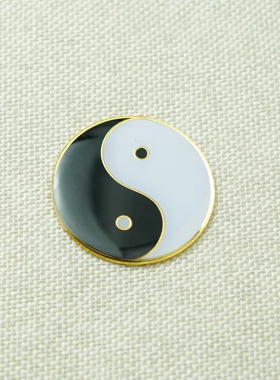 3CM黄铜烤漆镀金工艺太极手机贴2.8CM印刷黄铜手机贴黑白八卦贴