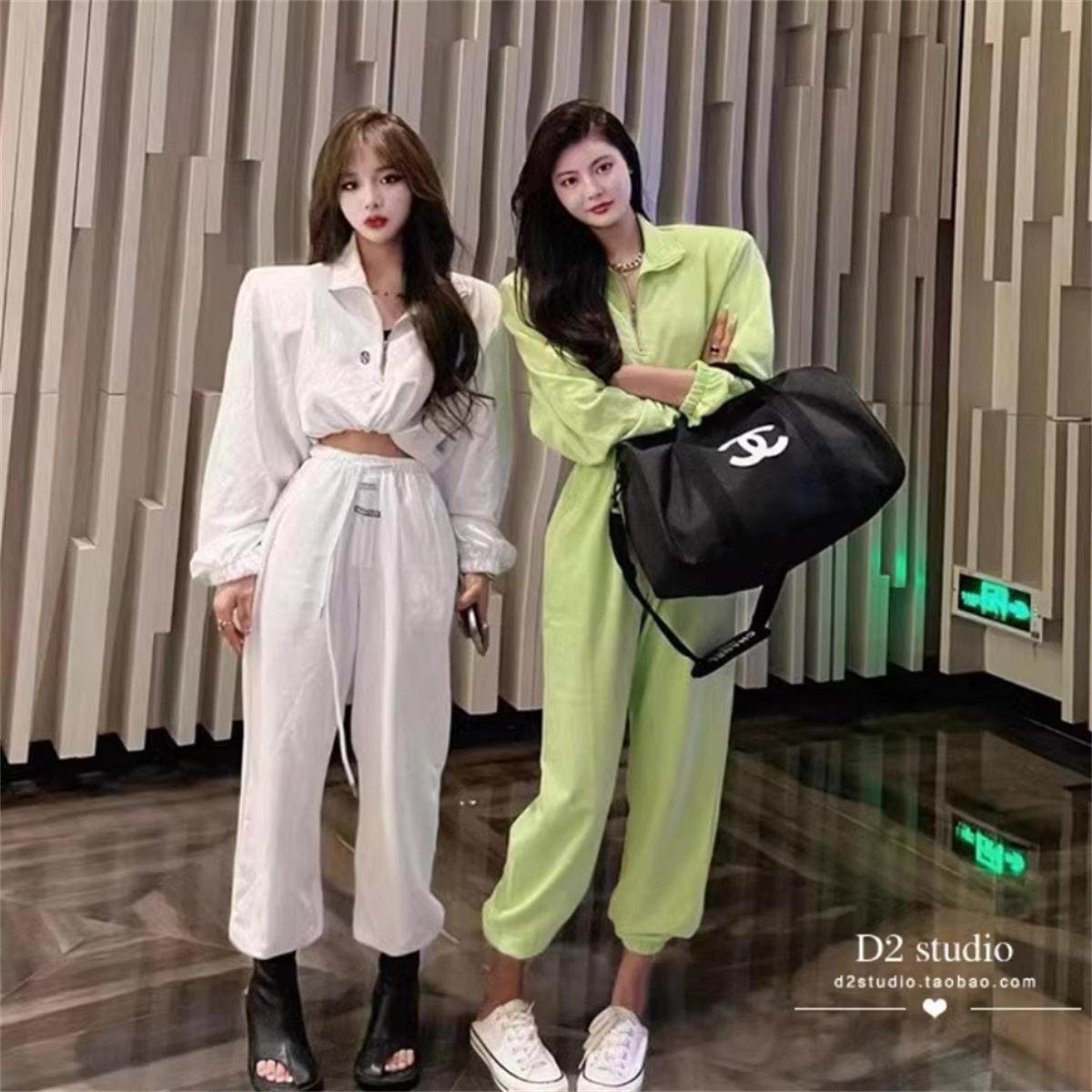 韩国东大门时尚休闲哈伦裤套装女2024新款爆款美式立领卫衣运动裤,女装/女士精品,卫衣/绒衫,淘宝优惠券,粉丝福利购,淘宝优惠卷