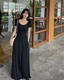2024新款 裙子 高级感黑色气质收腰大露背A字长款 夏装 垂坠感连衣裙