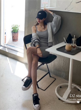 休闲甜辣修身包臀纯棉连衣裙套装