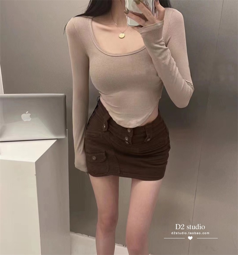 长袖通勤常规时尚性感U领棉女