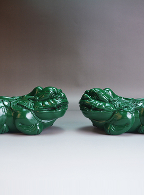 绿色木雕貔貅摆件实木质貔貅大号家居办公室招财装饰摆设工艺礼品