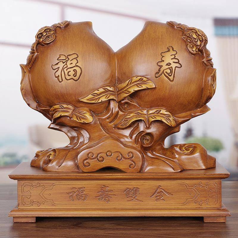 实木雕寿桃摆件送老人生日礼品贺寿礼物奶奶爷爷长辈过寿祝寿实用